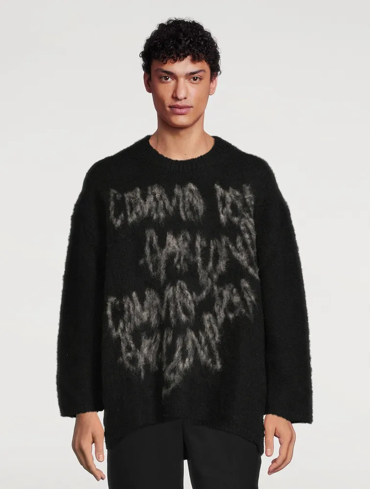 Wool Sweater With Cursive Logo