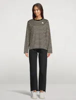 Tasaraita Relaxed Long-Sleeve T-Shirt Stripe Print