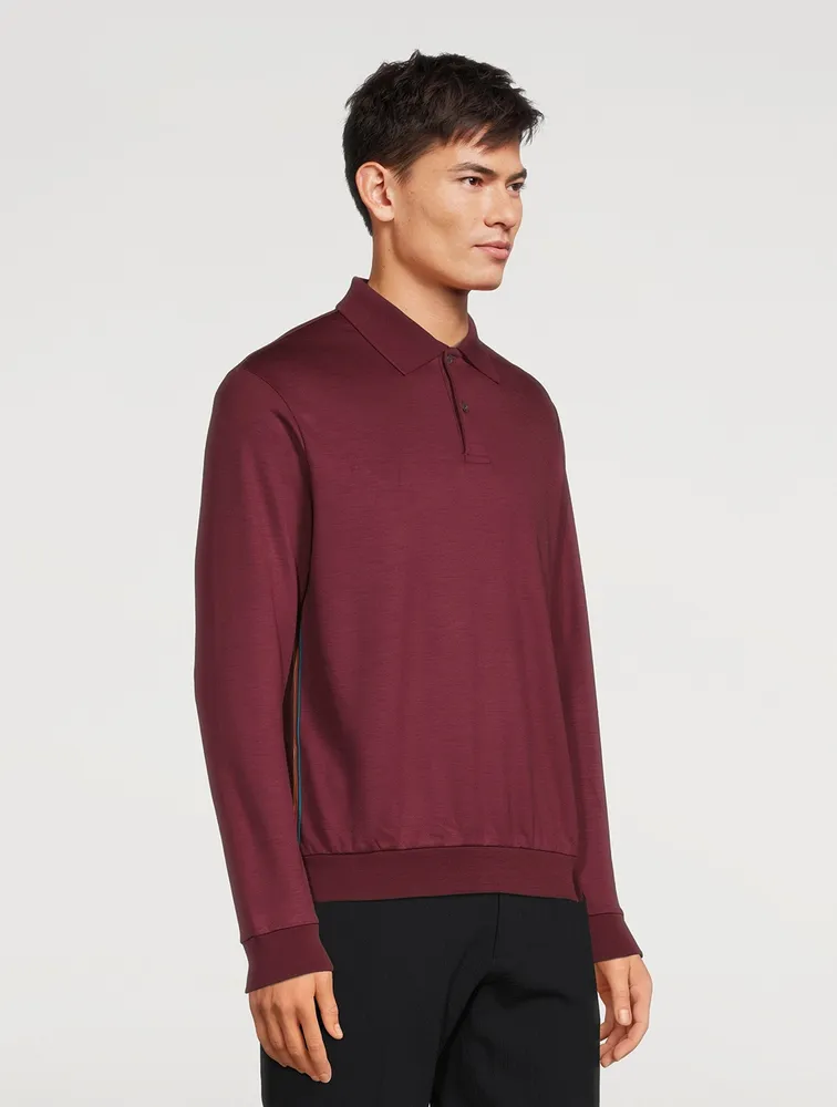 Wool Long-Sleeve Polo Shirt