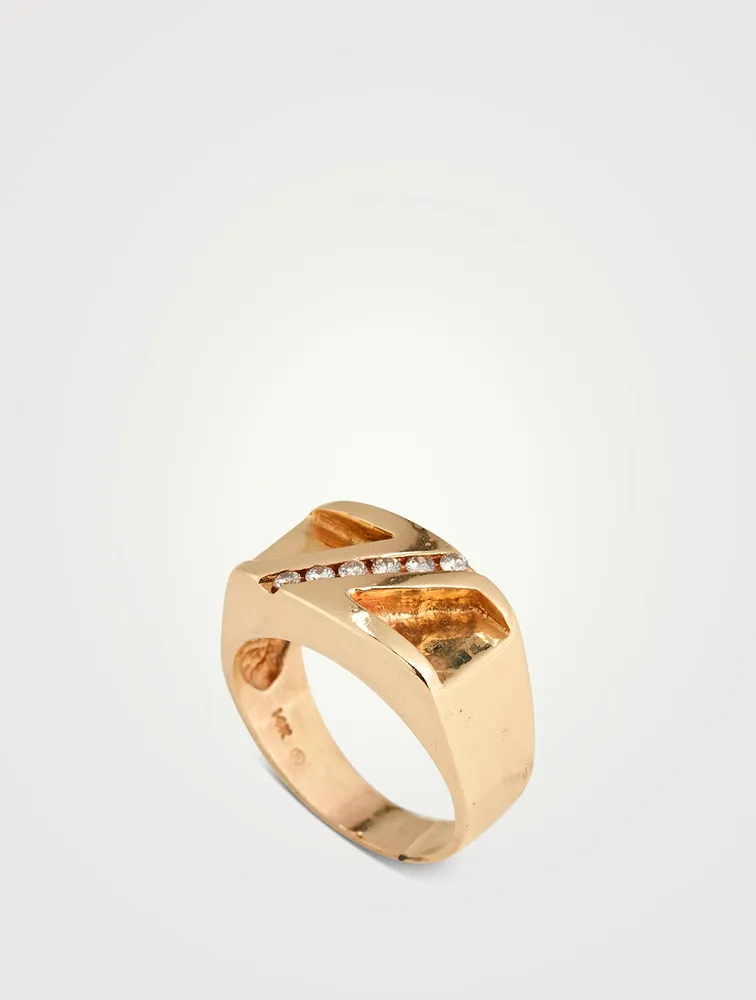 Vintage Diamond Rectangle Signet Ring