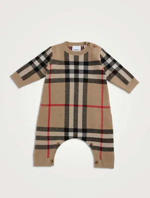 Check Wool And Cashmere Jacquard Onesie
