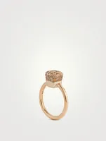 Petit Nudo 18K Rose And White Gold Ring With Brown Diamonds