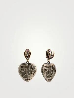 Forget Me Not Heart Clip-On Earrings