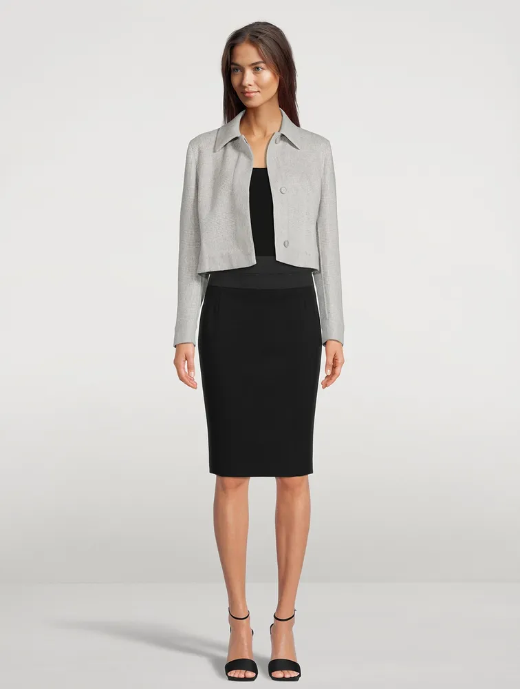 Techno Jersey Pencil Skirt