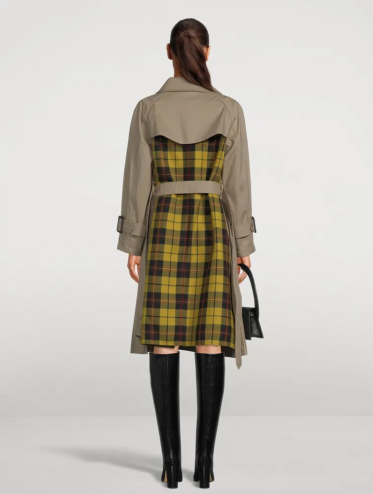 Maretta Trench Coat With Plaid Back
