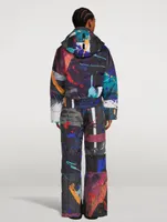 Wadded Ski Overalls Paint Splatter Print