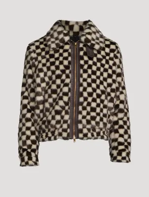 Faux Fur Checkered Jacket