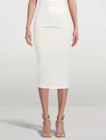 Semi-Sheer Striped Midi Skirt