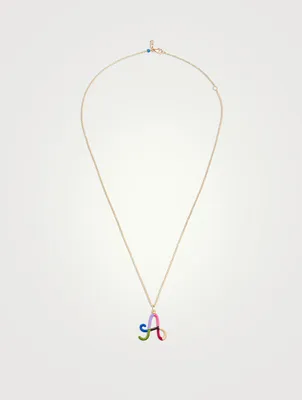 9K Gold A Initial Necklace