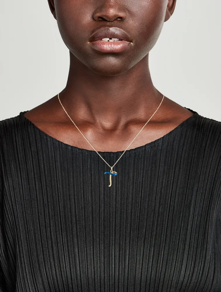 9K Gold T Initial Necklace