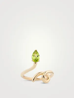 9K Gold Half Ring With Peridot