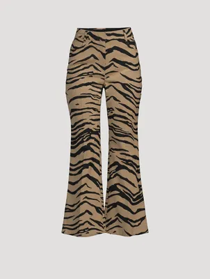 Flared Tiger Stripe Jacquard Trousers