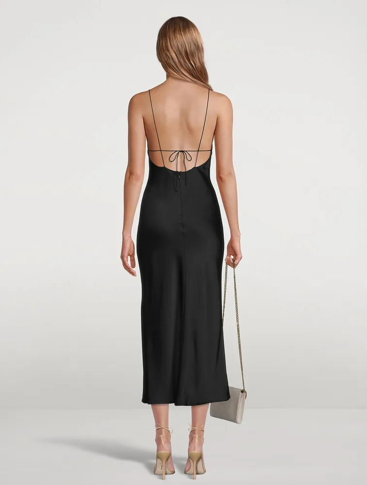 Mesh And Compact Crepe Slip Dress