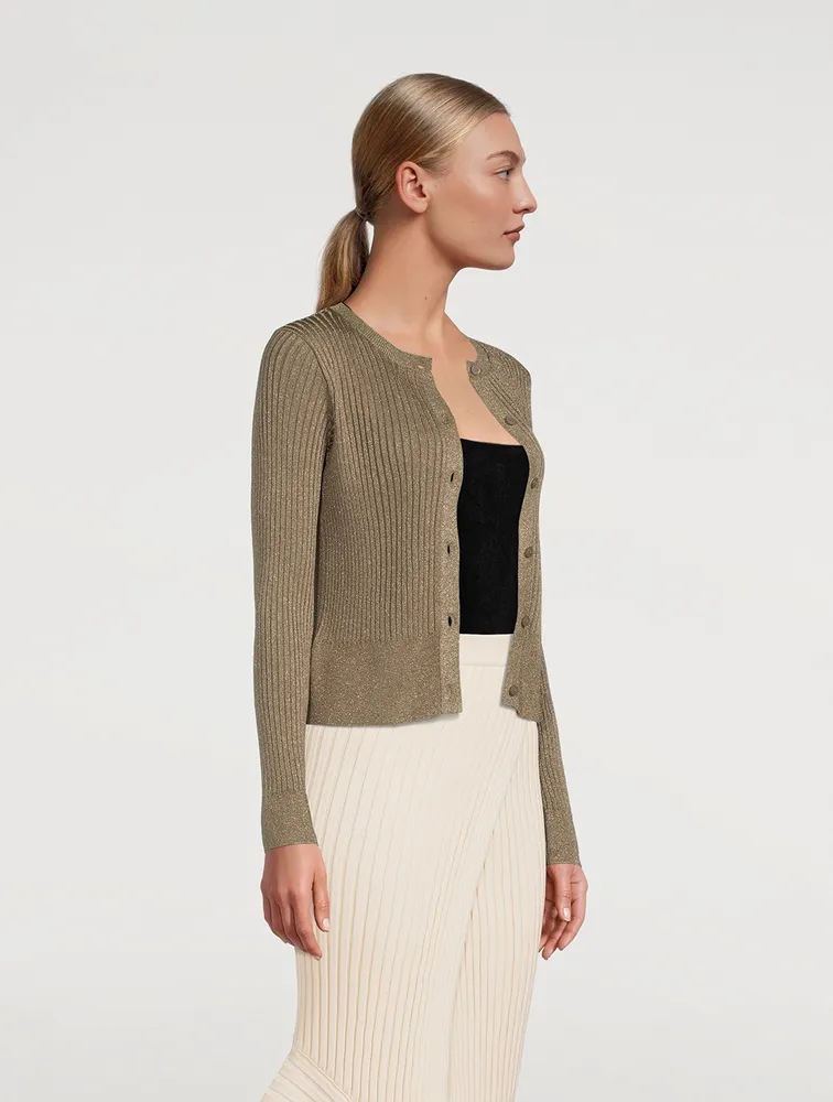 Ribbed Lurex Cardigan