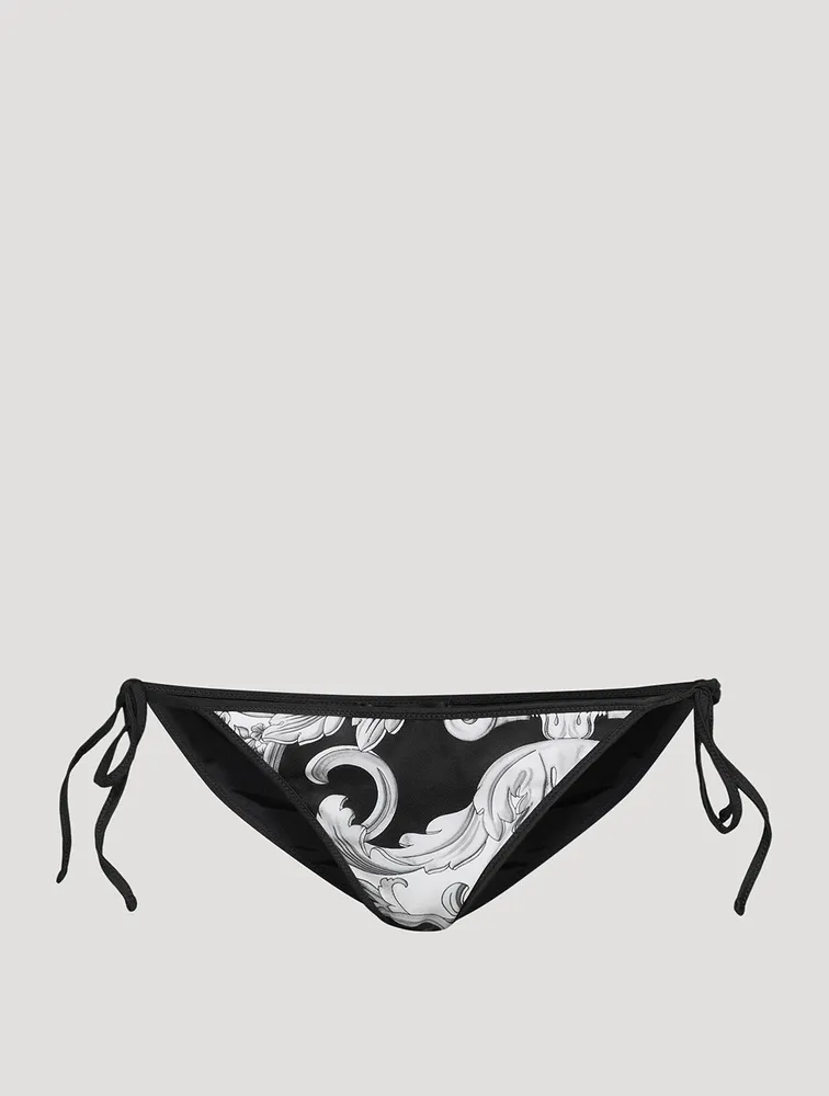 Reversible Bikini Bottom Silver Baroque Print