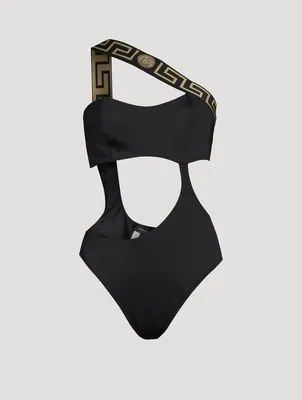 Greca Border Cut-Out One-Piece Swimsuit