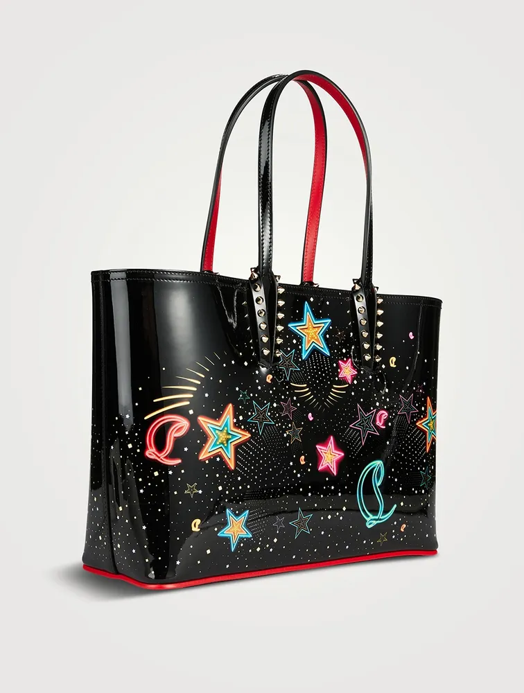 Small Cabata Patent Leather Tote Bag In Star Print