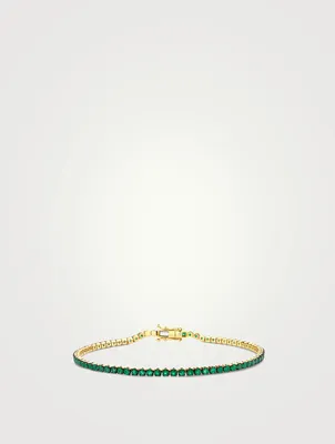 18K Gold Single Line Thread Emerald Bracelet