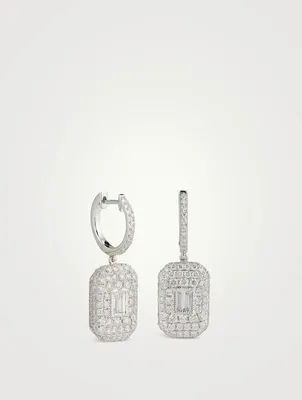 18K Rose Gold Pavé Baguette Diamond Drop Earrings