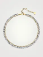 Medium 18K Gold Pavé Link Choker Necklace With Diamonds