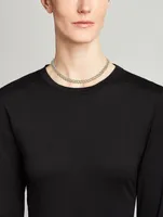 Medium 18K Gold Pavé Link Choker Necklace With Diamonds