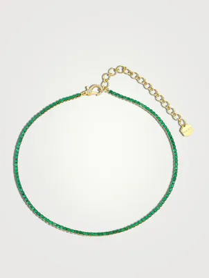 18K Gold Single Line Thread Emerald Choker Necklace