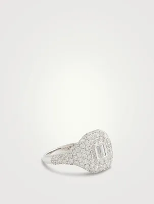 18K White Gold Essential Pavé Diamond Pinky Ring