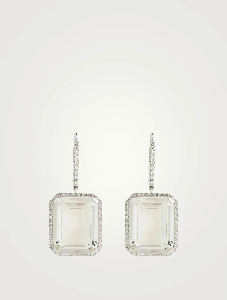 18K White Gold Portrait Gemstone Earrings