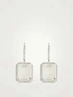 18K White Gold Portrait Gemstone Earrings