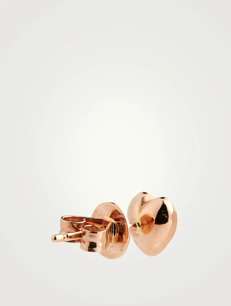 18K Rose Gold Bezel Heart Stud Earrings
