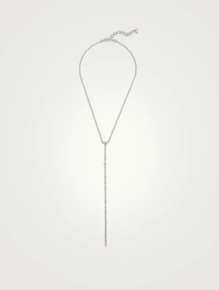 18K Gold Infinity Station Lariat Necklace With Diamonds