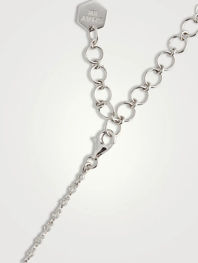 18K Gold Infinity Station Lariat Necklace With Diamonds