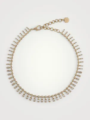 18K Gold Dot Dash Diamond Choker Necklace