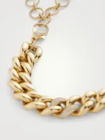 18K Gold Alternating Pavé Diamond Link Necklace