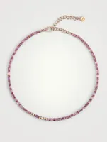 18K Rose Gold Pink Sapphire And Diamond Tennis Necklace