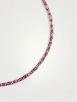 18K Rose Gold Pink Sapphire And Diamond Tennis Necklace