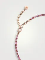 18K Rose Gold Pink Sapphire And Diamond Tennis Necklace