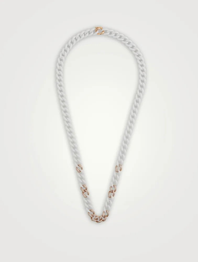 Medium 18K Rose Gold Pavé Link Necklace