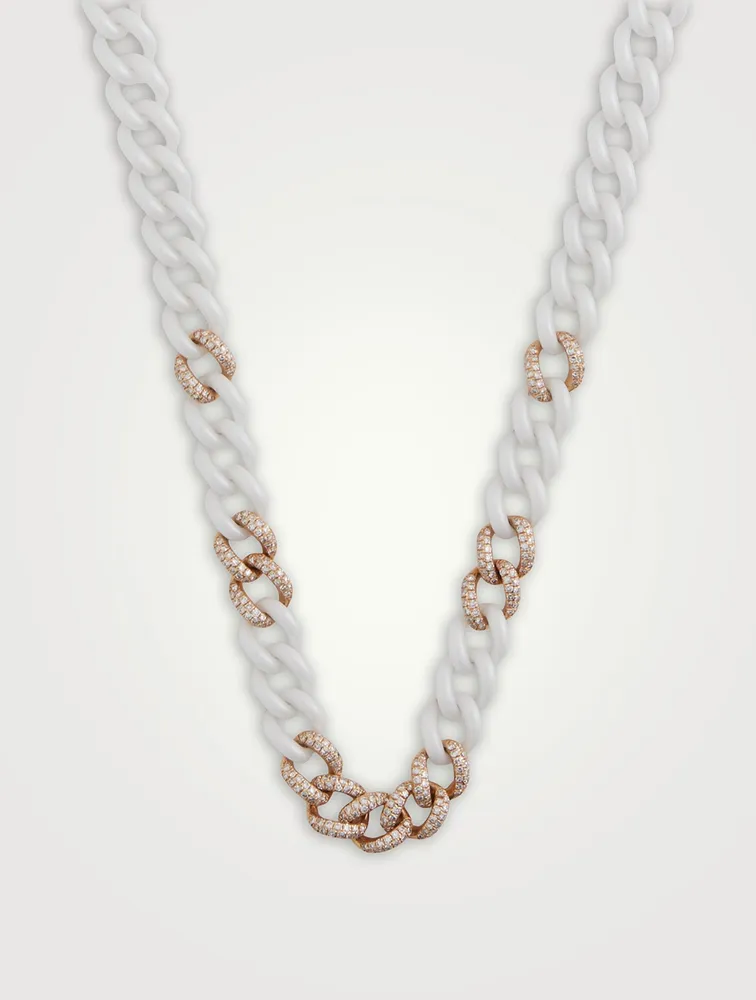 Medium 18K Rose Gold Pavé Link Necklace