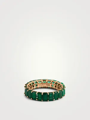 18K Gold Emerald Eternity Band Ring