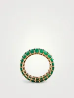 18K Gold Emerald Eternity Band Ring