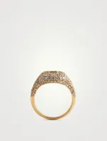 18K Rose Gold Pavé Diamond Baguette Pinky Ring