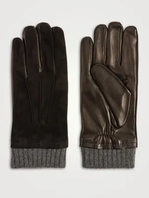 Leather Gloves With Cashmere Cuff