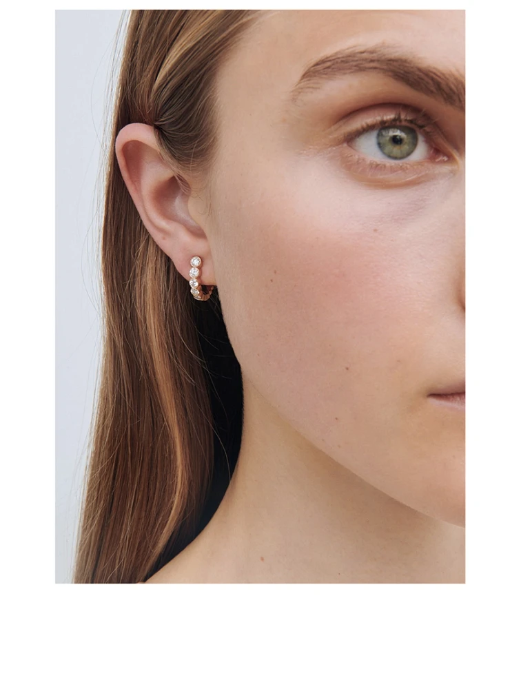 Boucle 18K Gold Huggie Hoop Earring With Diamonds