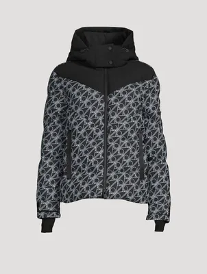 Green Point Down Puffer Jacket Monogram Print