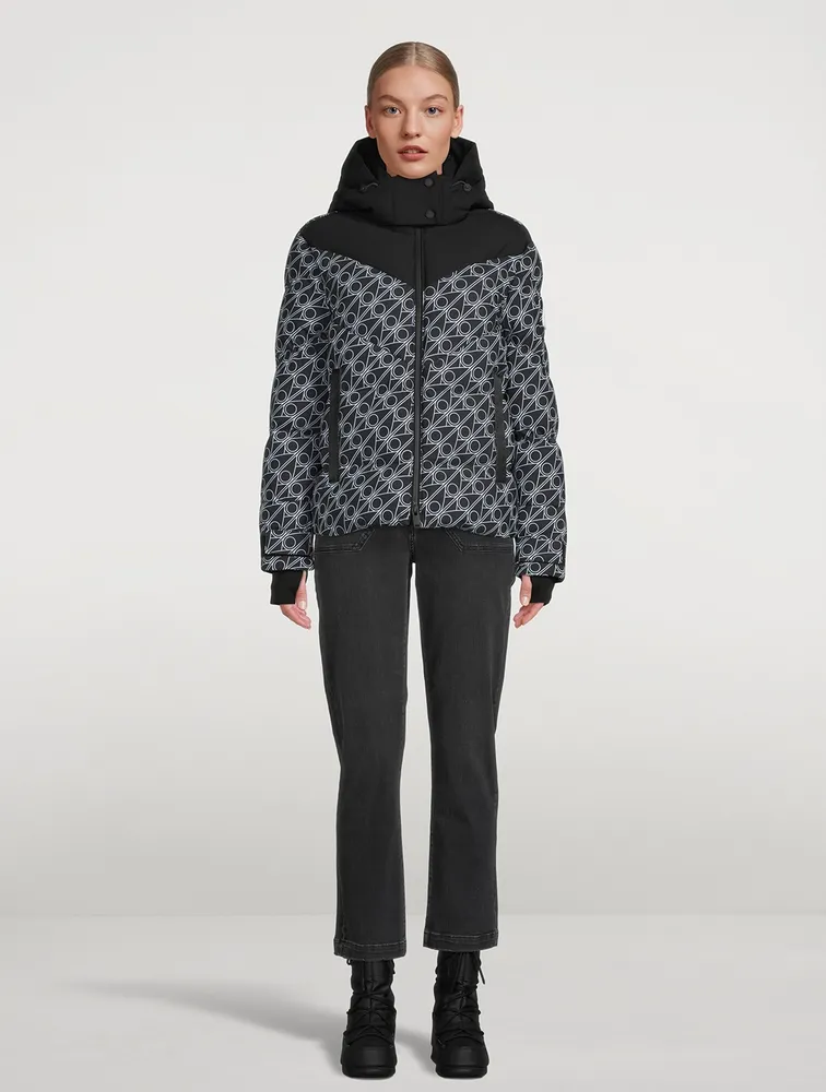 Green Point Down Puffer Jacket Monogram Print