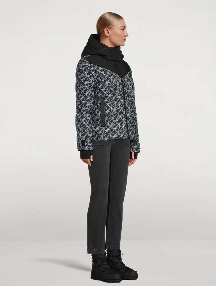 Green Point Down Puffer Jacket Monogram Print