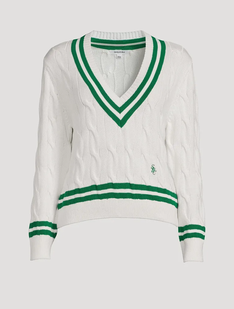 SPORTY & RICH Cotton Cable-Knit Sweater