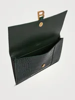 Hourglass Croc-Embossed Leather Clutch