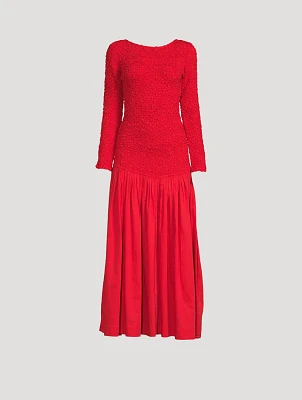 Mereba Drop-Waist Long-Sleeve Maxi Dress